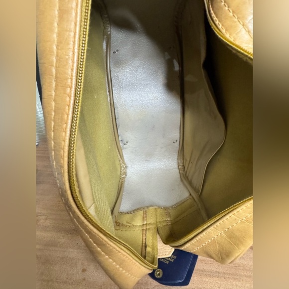 Vintage 70’s Flite-Line Mustard Zip Hand Luggage Yellow Overnight Travel Bag - Picture 9 of 12